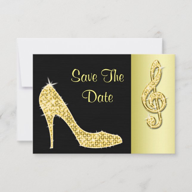 Gold Stiletto & Treble Cleft 18. Save the Date (Vorderseite)