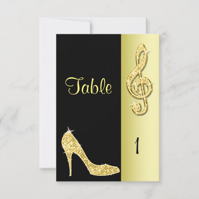 Gold Stiletto & Treble Cleft Einladung (Vorderseite)