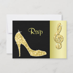 Gold Stiletto & Treble Cleft UAWG RSVP Karte