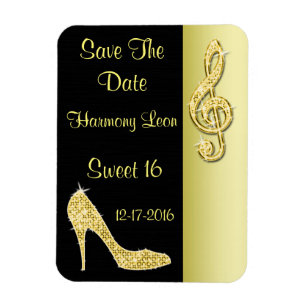 Gold Stiletto & Violinschlüssel 16. Save The Date Magnet