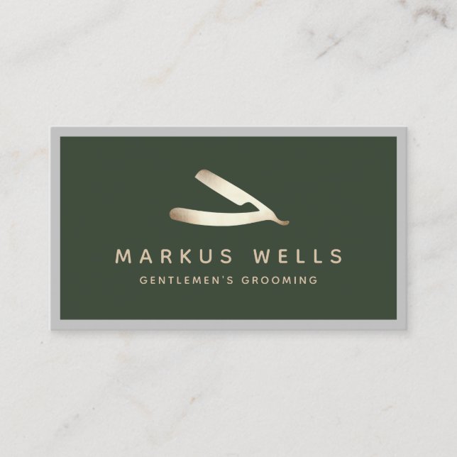 Gold Straight Razor Barbershop Master Barber Visitenkarte (Vorderseite)