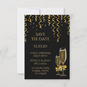 Gold Streamers & Champagner Weihnachten Save The Date