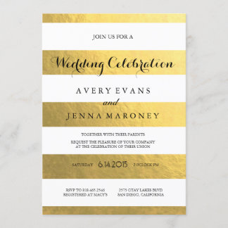 Gold Streifen Elegante Einladung Hochzeit