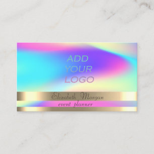 Gold Streifen Ombre Holographic Add Your Logo Visitenkarte