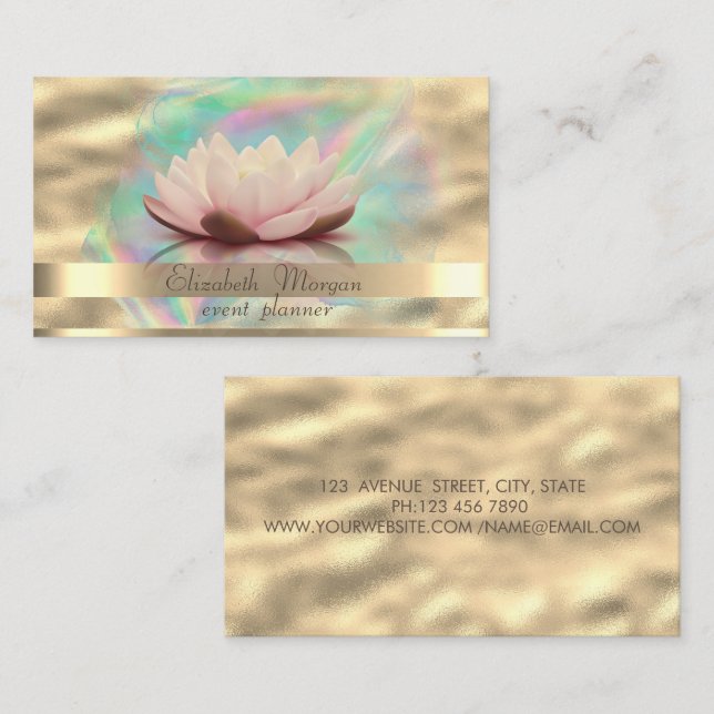 Gold Streifen Ombre Holographic Ink Lotus Gold Visitenkarte (Vorne/Hinten)