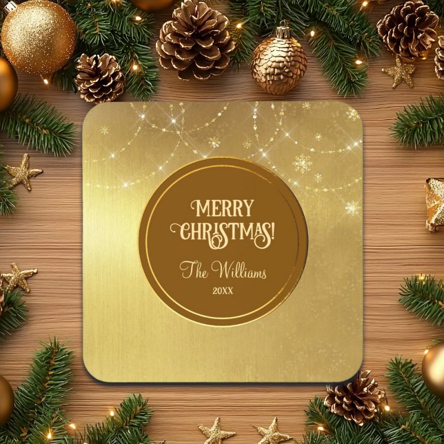 Gold Strings Snowflakes Gold Metallic Getränkeuntersetzer (Von Creator hochgeladen)