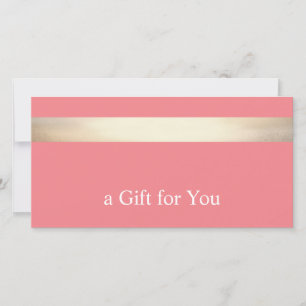 Gold Strip Peach Pink Geschenkgutschein Dankeskarte