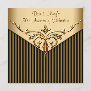 Gold Stripe Gold 50 Jahre Party Einladung
