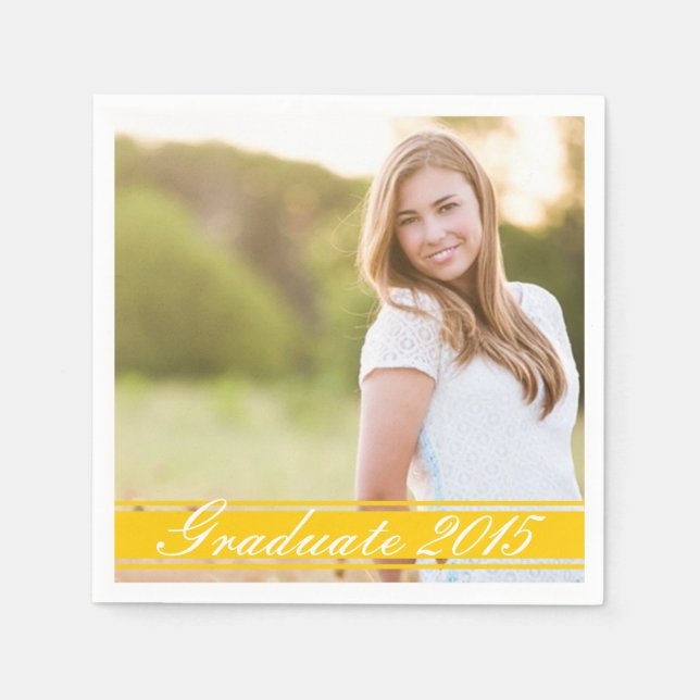 Gold Stripe Graduation Party Paper Napkin Set Serviette (Vorderseite)