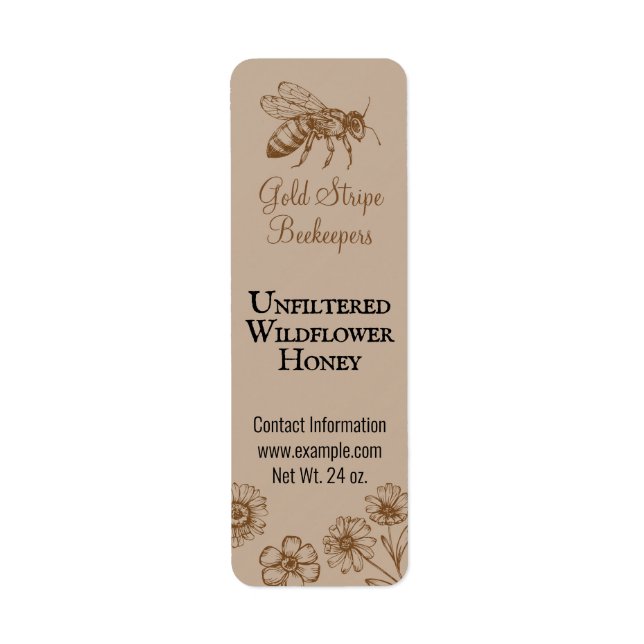 Gold Stripe Honeybee Floral Small Honey Jar (Vorne)