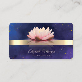 Gold Stripe Lotus Blume Blue Yoga Instructor Visitenkarte