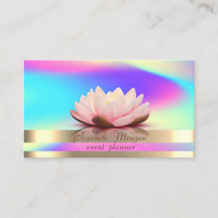 Gold Stripes Ombre Holographic Iridescent Lotus Visitenkarte
