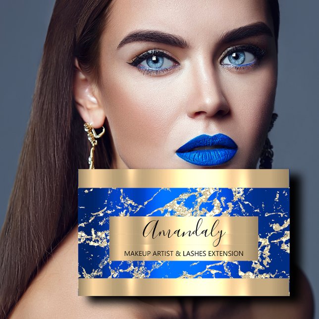 Gold Strokes Royal Blue Beauty Shop Visitenkarte (Gold Strokes Royal Blue Beauty Shop Business Card)