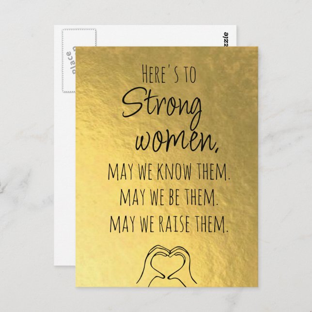 Gold Strong Women Motivierend Postcard Postkarte (Vorne/Hinten)