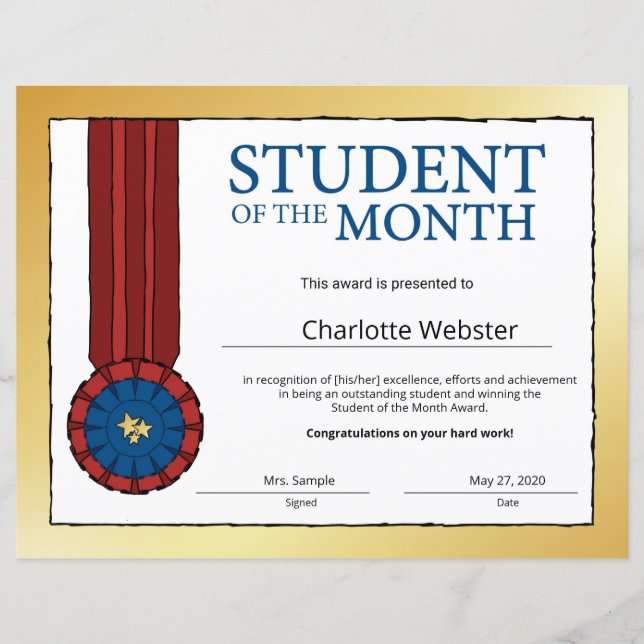 Gold-Student des Monatshonorars (Vorderseite)
