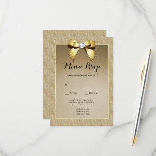 Gold & Stylish Gem Wedding Menu UAWG RSVP Karte
