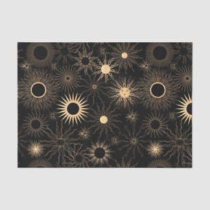 Gold stylisierte Sonne Sonnenstrahlen schwarze Tex Seidenpapier