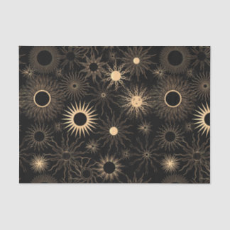 Gold stylisierte Sonne Sonnenstrahlen schwarze Tex Seidenpapier