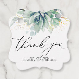 Gold Succulents Grüne Hochzeit Vielen Dank Geschenkanhänger