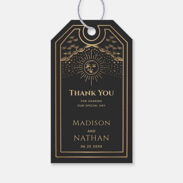 Gold Sun and Moon Tarot Hochzeit Vielen Dank Geschenkanhänger (Vorderseite)