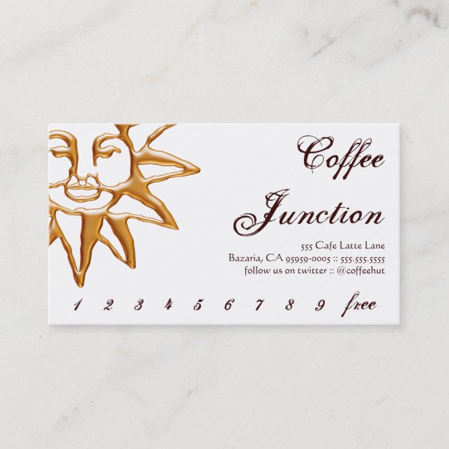 Gold Sun Coffee Drink Punch / Loyalty Card Treuekarte (Vorderseite)