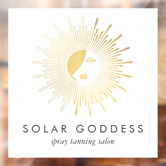 Gold Sun Goddess Girl Logo Spray Tanning Salon Fensteraufkleber (Blatt 2)