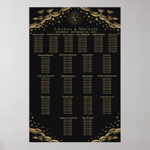 Gold Sun & Moon Tarot Hochzeitskarte Poster