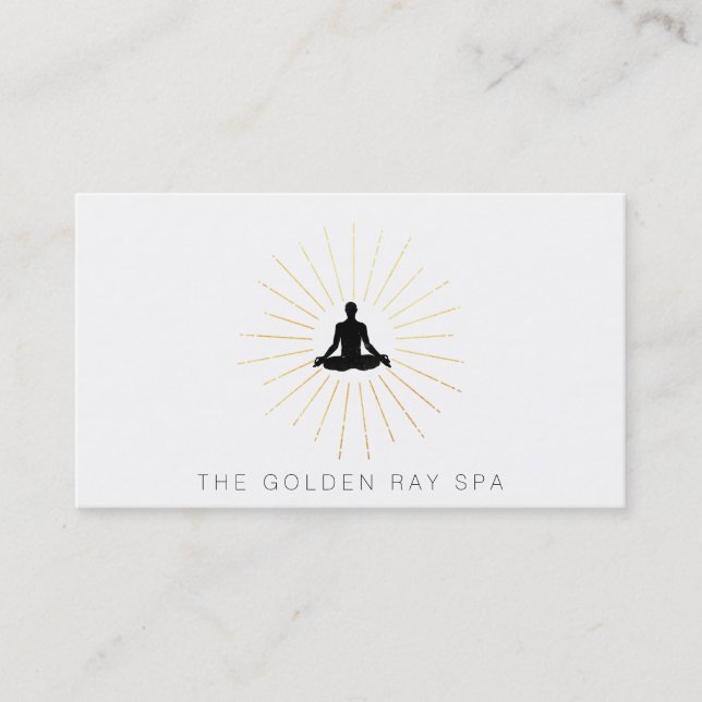 *~* Gold Sun Rays Man Meditus Lotus Pose Visitenkarte (Vorderseite)