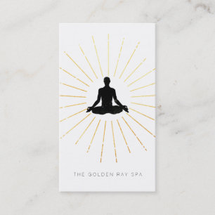*~* Gold Sun Rays Meditation Man Yoga Pose Visitenkarte