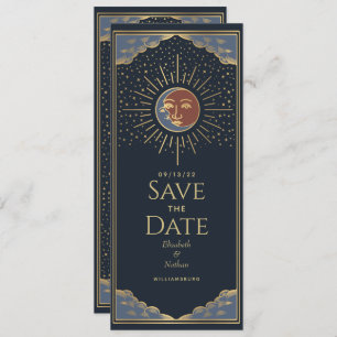 Gold Sun- und MoonTarot-Karte Save the Date Einladung