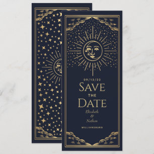 Gold Sun- und MoonTarot-Karte Save the Date Einladung
