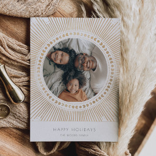 Gold Sunburst Frame Art Deco Foto Feiertagskarte