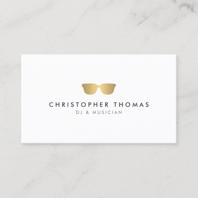 Gold Sunglasses II DJ Business Card Visitenkarte (Vorderseite)