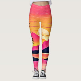 Gold Sunset Over Pink Lake Festival Leggings