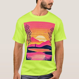 Gold Sunset Over Pink Lake Festival T-Shirt