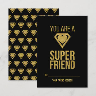 Gold Superheld Friend Classroom Valentine Card Einladung