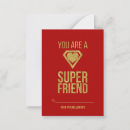 Gold Superheld Friend Classroom Valentine Card Rot Mitteilungskarte