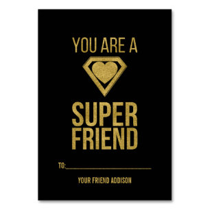 Gold Superheld Friend Classroom Valentine Card Tischnummer
