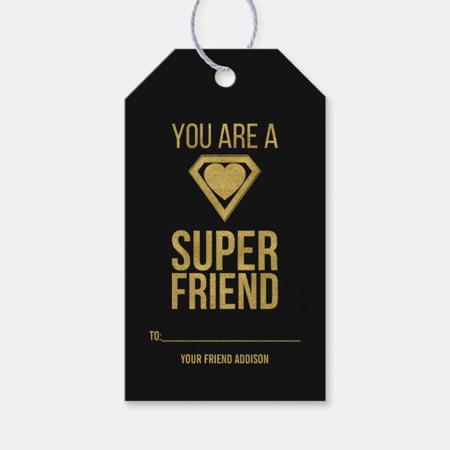 Gold Superheran Friend Classroom Valentine Geschen Geschenkanhänger (Vorderseite)