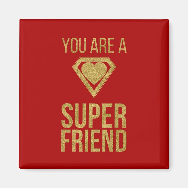 Gold Superhero Friend Valentine Magnet Red (Vorne)