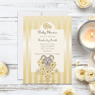 Gold Süßer Koala-Bär Geschlechtsneutrale Babyparty Einladung