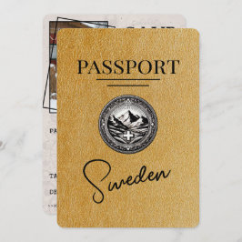 Gold Sweden Passport Save the Date