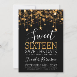 Gold Sweet 16 Funkelnd String Lights Rett Date Save The Date