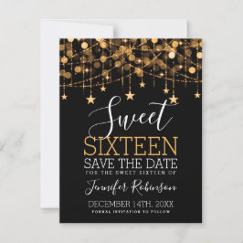 Gold Sweet 16 Funkelnd String Lights Rett Date Save The Date