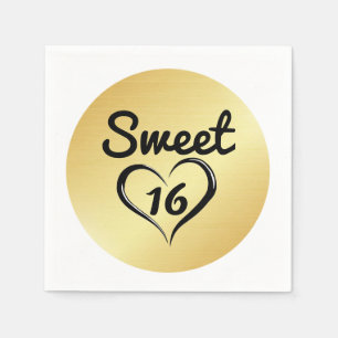 Gold Sweet 16 Paper Napkin mit Herz Serviette
