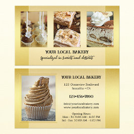 Gold Sweet Bakery Dessert Foto Business Card Visitenkarte