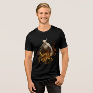 Gold “Sweet Dreams” Demon Horror Artwork Tri-Blend Shirt