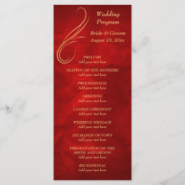 Gold Swirl Bright Red Wedding Programm