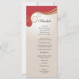 Gold Swirl on Red and Cream Schedule Einladung