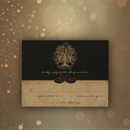 Gold Swirl Tree Gold & Black Metallic Wedding RSVP
